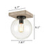 Industrial Glass Globe Ceiling Light with Distressed Wooden Canopy